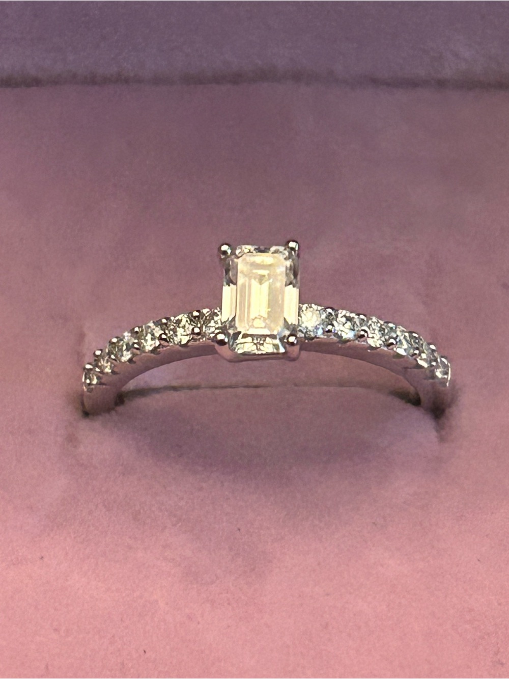 1.00CTW Emerald-Cut Genuine Moissanite ๐ Gem Ring w/Accents 925 Sterling Silver - Picture 10 of 12